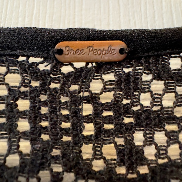 Free People Sheer Blouse with Crochet and beaded details size Large - Picture 7 of 17